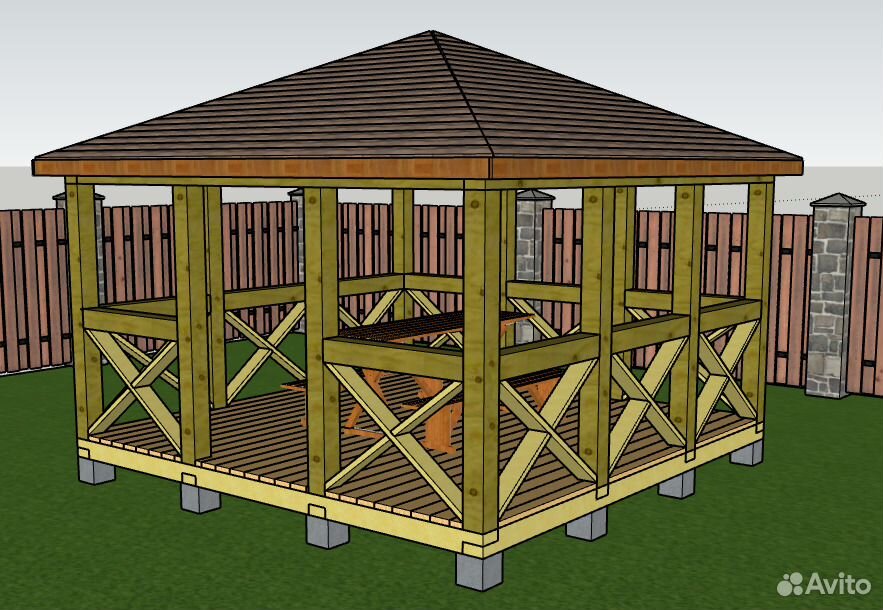 Беседка из бруса 100х100 чертеж 3 на 4