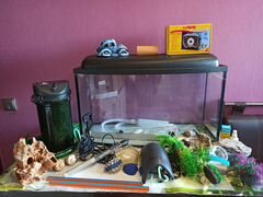 Панорамный аквариум 80л+оборудование и декор