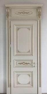 Двери мдф крашенные эмаль ral 1013 с золотой патин