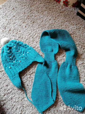 Комплект зимний шапка,шарф шерсть для девочки