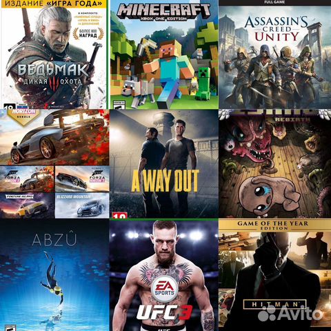 Minecraft, A way Out, Forza Horizon 3,4