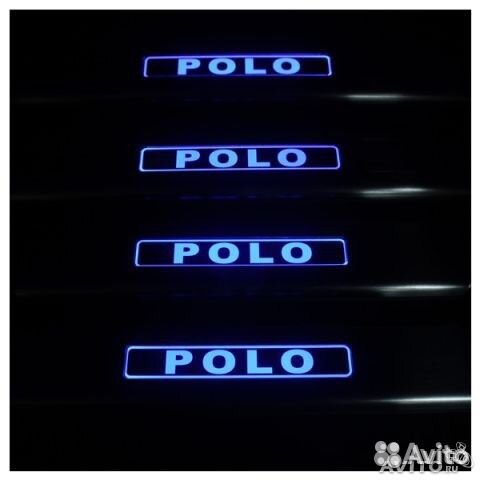 Polo volkswagen 09 - 2019 год пороги с подсветкой