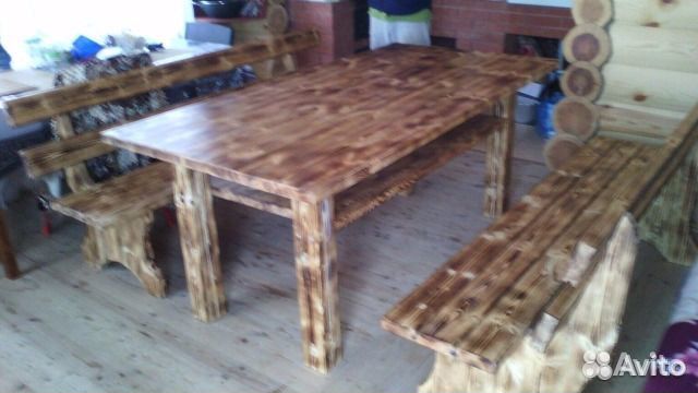 Деревянные столы лавочки скамейки стулья