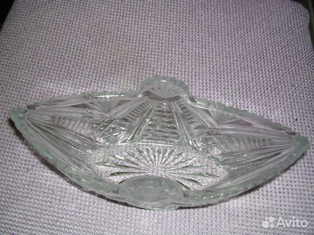 Ладья хрустальная, блюдца для маслин