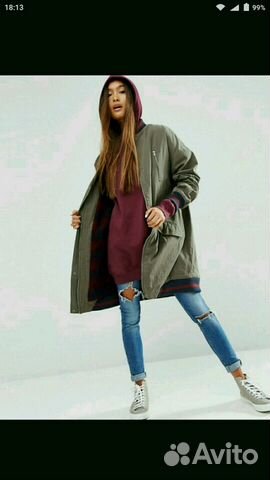 Бомбер женский длинный оверсайз ASOS