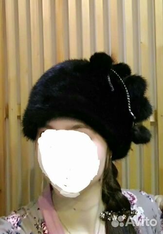 Меховая шапка из цельной чёрной норки