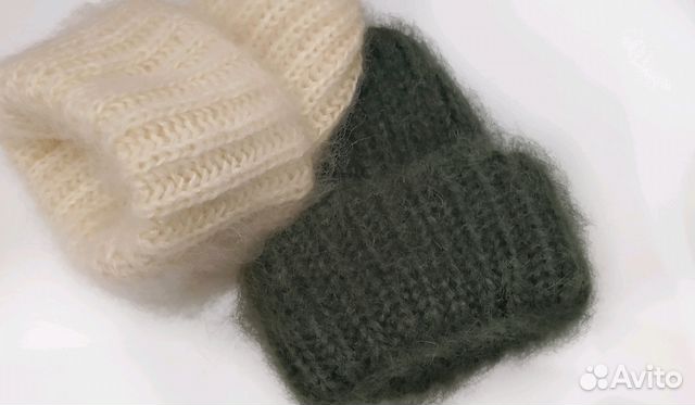 Шапка из мохера с двойным отворотом