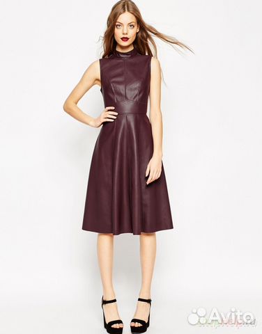 Платье из эко-кожи миди длины ASOS Платье из эко-кожи миди длины ASOS