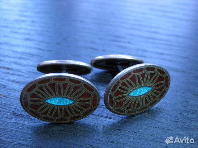 Запонки серебро эмаль СССР Запонки серебро эмаль СССР