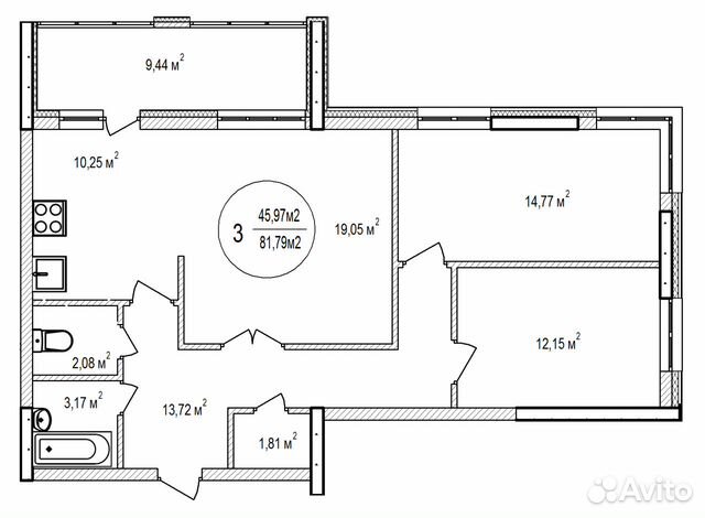 3-к квартира, 81.8 м², 17/25 эт. 3-к квартира, 81.8 м², 17/25 эт.