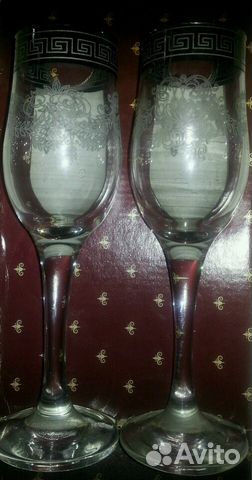 Бокалы богемский хрусталь с гравировкой и позолото