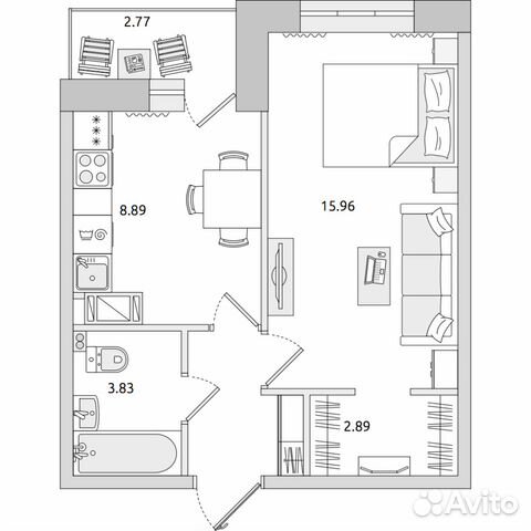 1-к квартира, 37.7 м², 9/17 эт. 1-к квартира, 37.7 м², 9/17 эт.