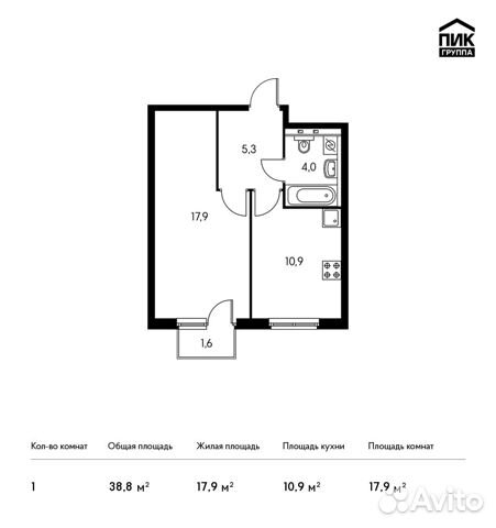 1-к квартира, 38.8 м², 9/33 эт. 1-к квартира, 38.8 м², 9/33 эт.