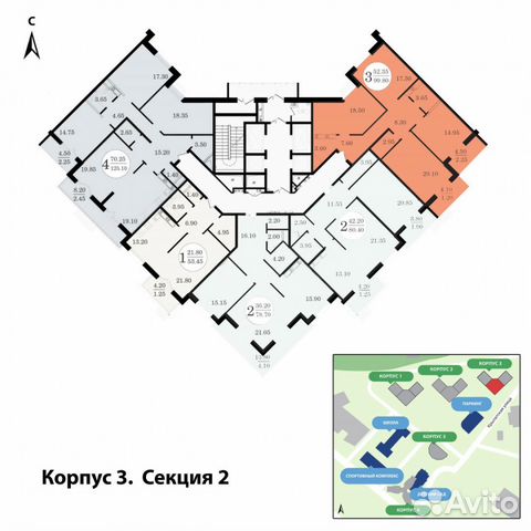 3-к квартира, 104.6 м², 2/24 эт. 3-к квартира, 104.6 м², 2/24 эт.