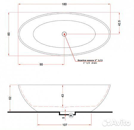 Ванна отдельнстоящая Gruppo Treesse Carezza V308BL