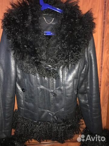 Куртка черная 44-46, весна-осень, мех натуральный