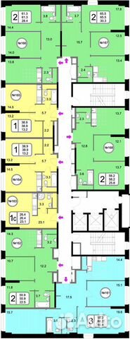 2-к квартира, 65.5 м², 22/22 эт. 2-к квартира, 65.5 м², 22/22 эт.