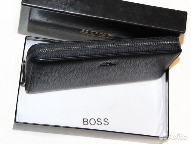 Мужской кожаный клатч -H Boss- black 1x с ручкой