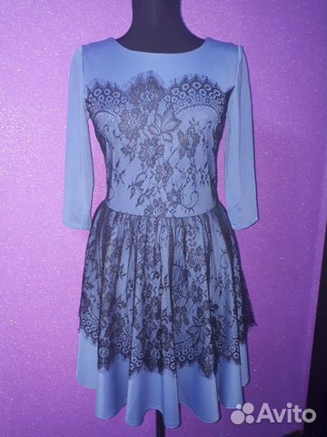 Новое платье с кружевом голубое Новое платье с кружевом голубое