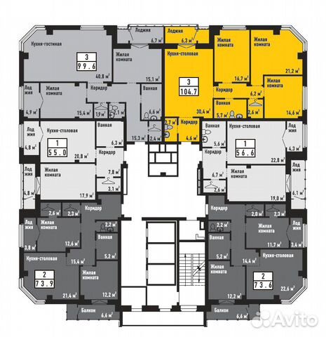 3-к квартира, 104.7 м², 11/24 эт.
