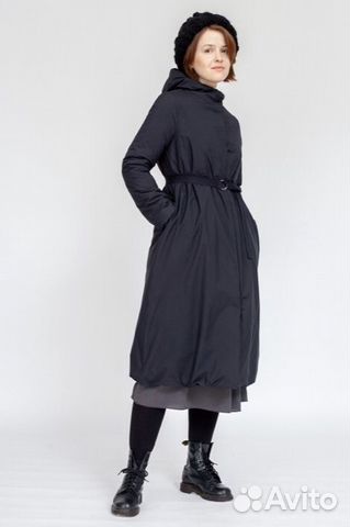 Пуховик уста К устам / Зимнее пальто, чёрный миди Пуховик уста К устам / Зимнее пальто, чёрный миди