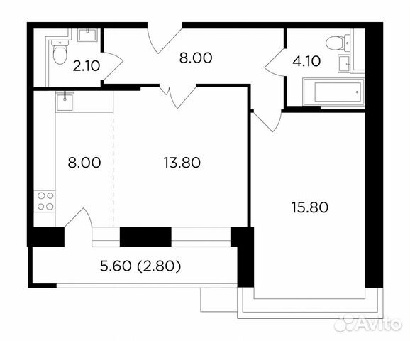 2-к квартира, 54.6 м², 5/17 эт. 2-к квартира, 54.6 м², 5/17 эт.