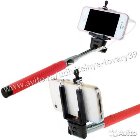 Селфи палка Activ Cable 101, с проводом (красный)