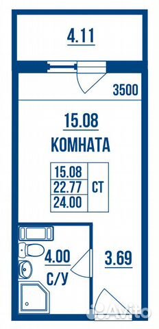 Студия, 24 м², 7/18 эт. Студия, 24 м², 7/18 эт.