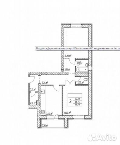 2-к квартира, 68.7 м², 1/5 эт. 2-к квартира, 68.7 м², 1/5 эт.