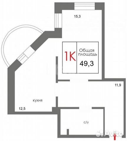 1-к квартира, 49 м², 14/25 эт.