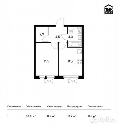 1-к квартира, 33.6 м², 11/17 эт. 1-к квартира, 33.6 м², 11/17 эт.