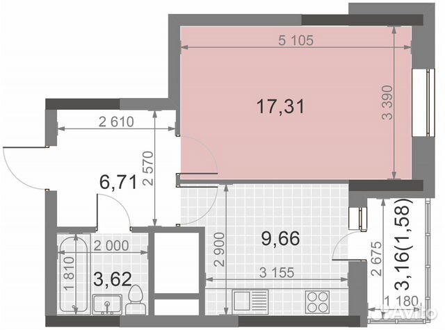 1-к квартира, 38.9 м², 19/21 эт.