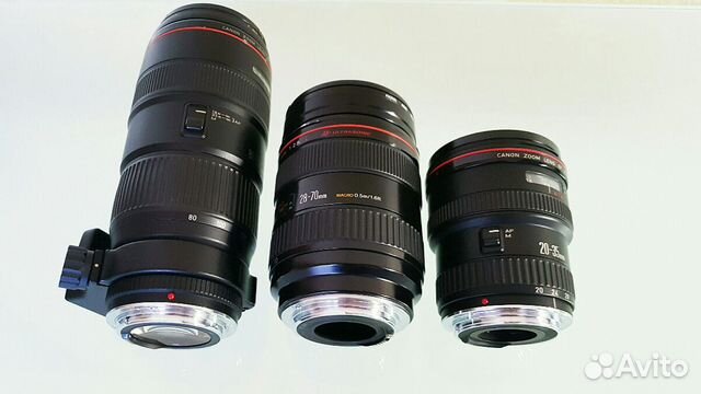 Canon EF 20-35/2.8L, 28-70/2.8L, 80-200/2.8L