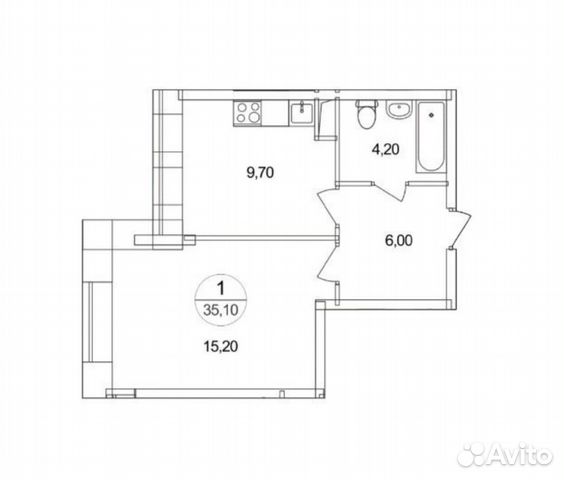 1-к квартира, 35.1 м², 2/17 эт. 1-к квартира, 35.1 м², 2/17 эт.
