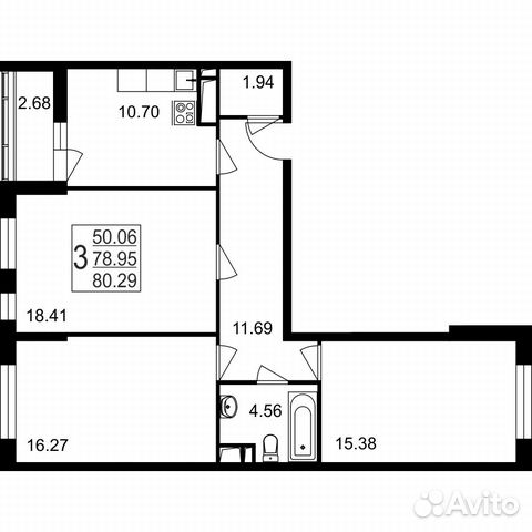 3-к квартира, 80.3 м², 4/8 эт.