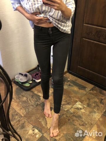 Джинсы чёрные zara. Брюки. Штаны