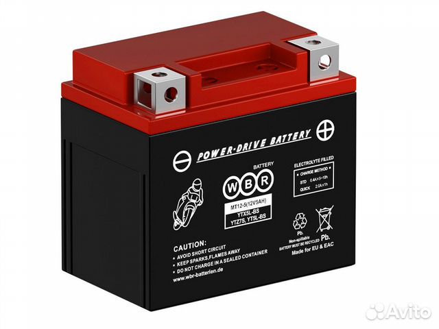 Мото аккумулятор 5Ач WBR MT 12-5 AGM 12В 70А