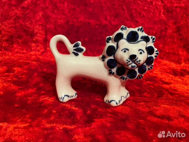 Статуэтка Лев гжель СССР