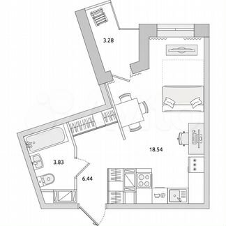 Квартира-студия, 29,3 м², 14/17 эт.