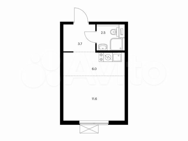 Квартира-студия, 23,8 м², 32/33 эт.