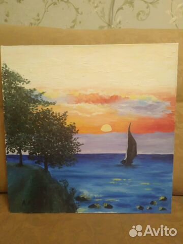 Картина. Закат у моря