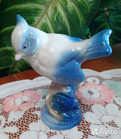 Фарфоровая статуэтка Птичка Синичка,Гжель,СССР