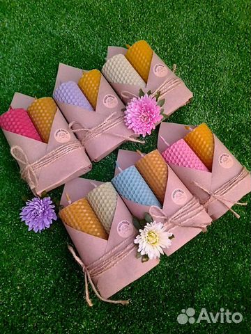 Набор свечей из натуральной медовой вощины