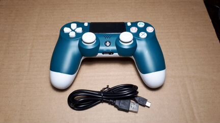 Джойстик ps4 зелёный цвет + зарядка кабель