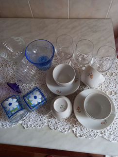 Винтаж.Рюмки,фужеры,чайный сервиз,креманки,стаканы