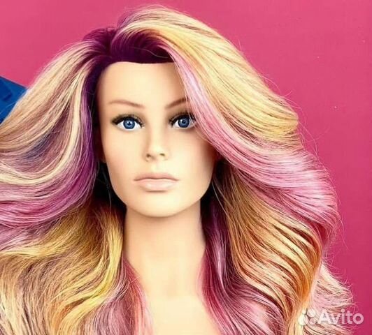 Манекен учебная голова с натуральными волосами