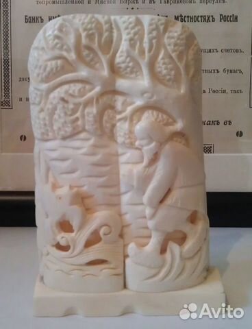 Скульптура Сказка о Рыбаке и рыбке, бивень мамонта