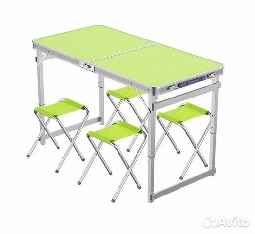 Стол Профиль Усиленны алюм. + 4 стула Зелёный