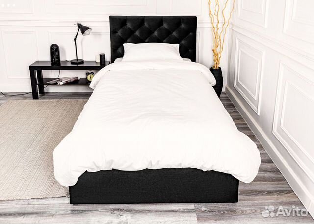 Кровать 90х200 Барокко черный велюр