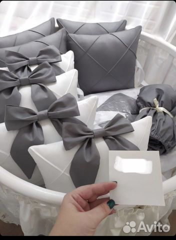 Бортики в детскую кроватку сатин и балдахин